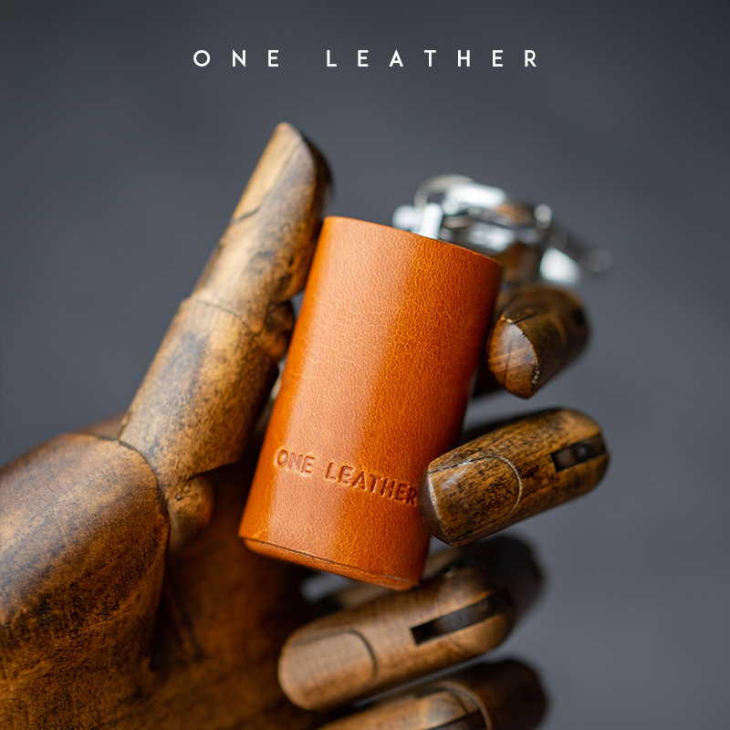 一皮 one leather 便携烟灰缸创意个性铝带盖ins风金属手工牛皮