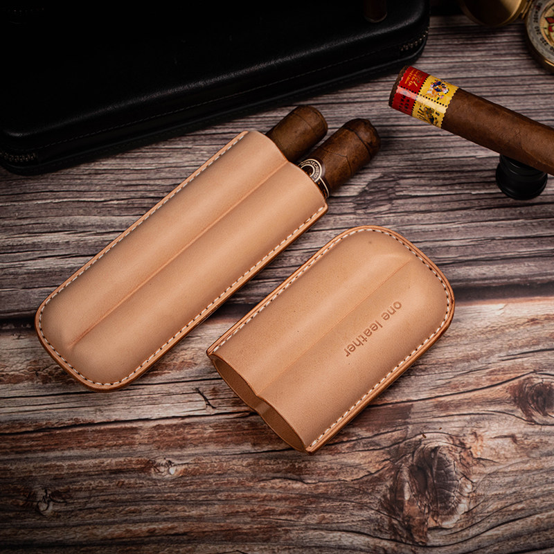 one leather一皮 纯手工雪茄盒包便携收纳两支独立装树膏牛皮定制
