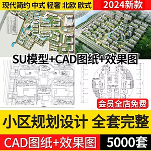 居住区住宅小区规划CAD总平面图方案高层景观建筑su模型施工图