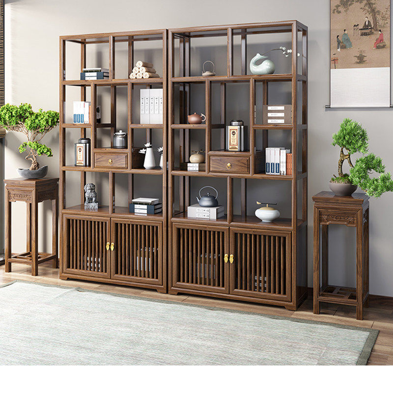 新疆包邮实木新中式博古