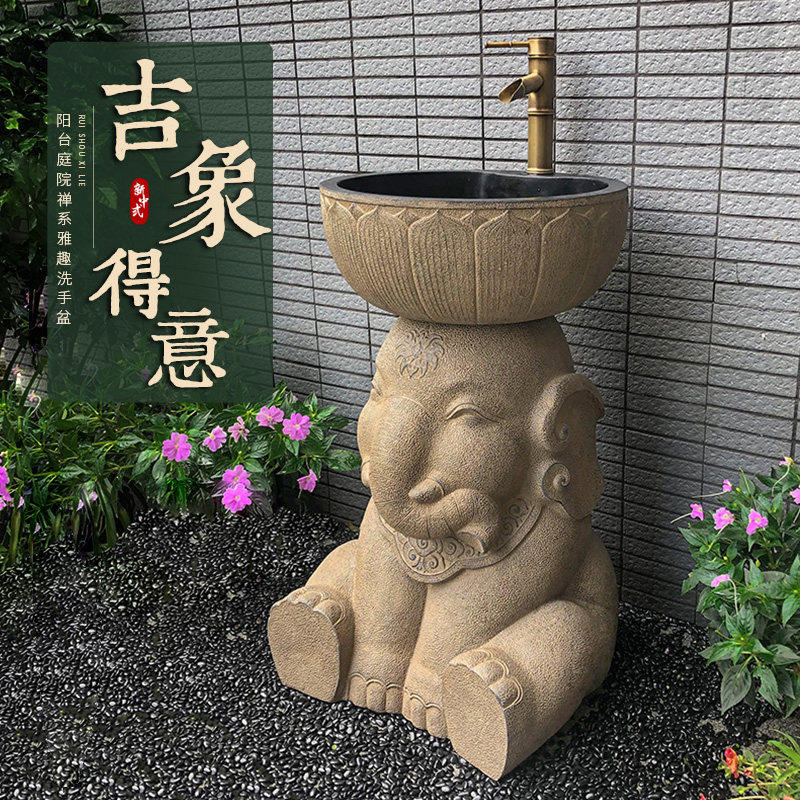 新疆西藏包邮创意立柱式户外洗手盆 吉象得意单孔人造石洗手台适,家装主材,立柱盆,淘宝优惠券,粉丝福利购,淘宝优惠卷