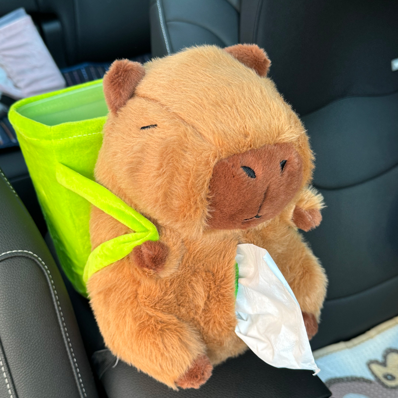 创意车载垃圾桶汽车内用纸巾盒二合一卡通置物桶车用扶手箱收纳盒