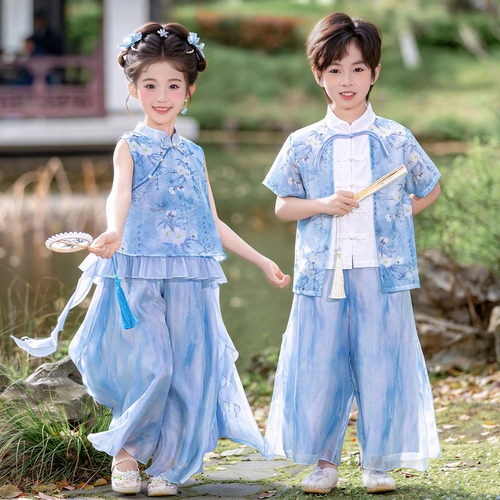 3qbb儿童唐装汉服夏季演出服