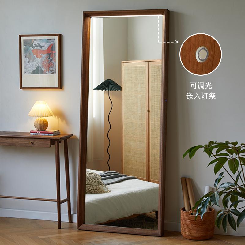 原木less超大带灯全身镜高清防爆