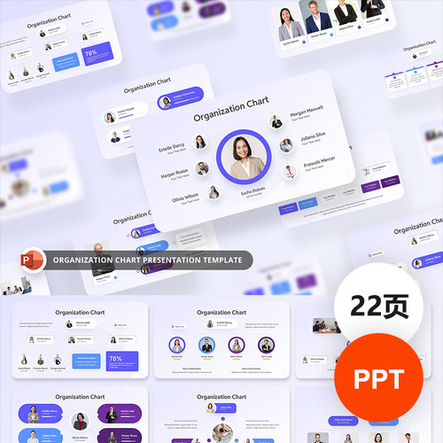 组织结构人物层级关系思维导图可视化素材PPT模板
