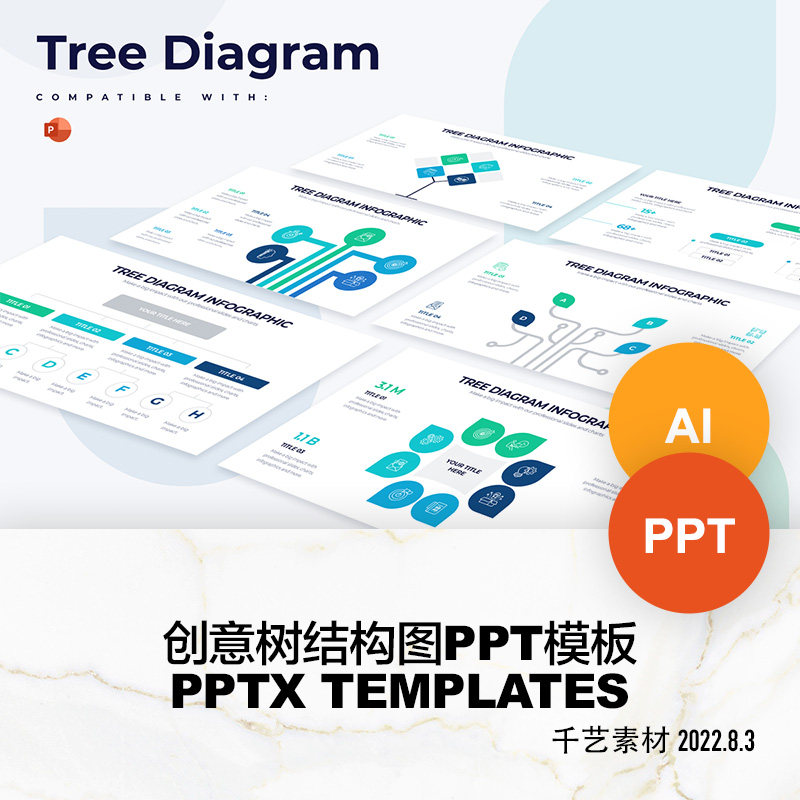 创意树组织结构思维导图创意数据图形 ppt模板ai图表keynote素材