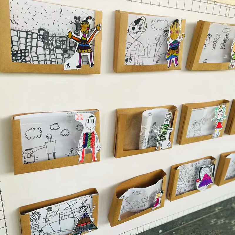 牛皮收纳故事作品展示墙面墙贴