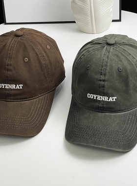 棒球帽男女同款加大高档水洗做旧鸭舌帽女韩版复古显脸小帽子遮阳