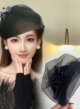 遮白发帽薄时尚半帽透气遮白发半帽显颅顶高发箍头箍法式时尚百搭