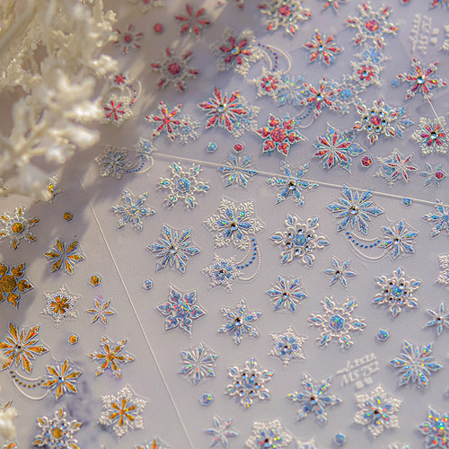 晶钻雪花美甲贴纸新款浮雕装饰品