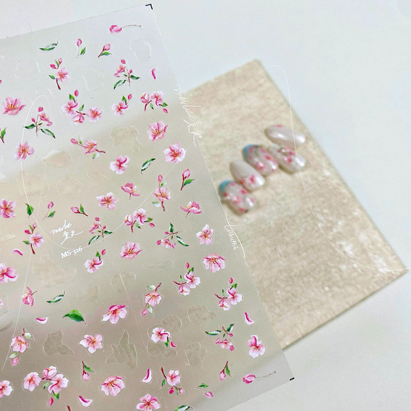 粉色十里桃花美甲贴纸tomoni饰品