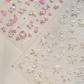 国风立体网红ins指甲贴纸装 贝壳光桃花梨花美甲贴纸新款 5d浮雕 饰