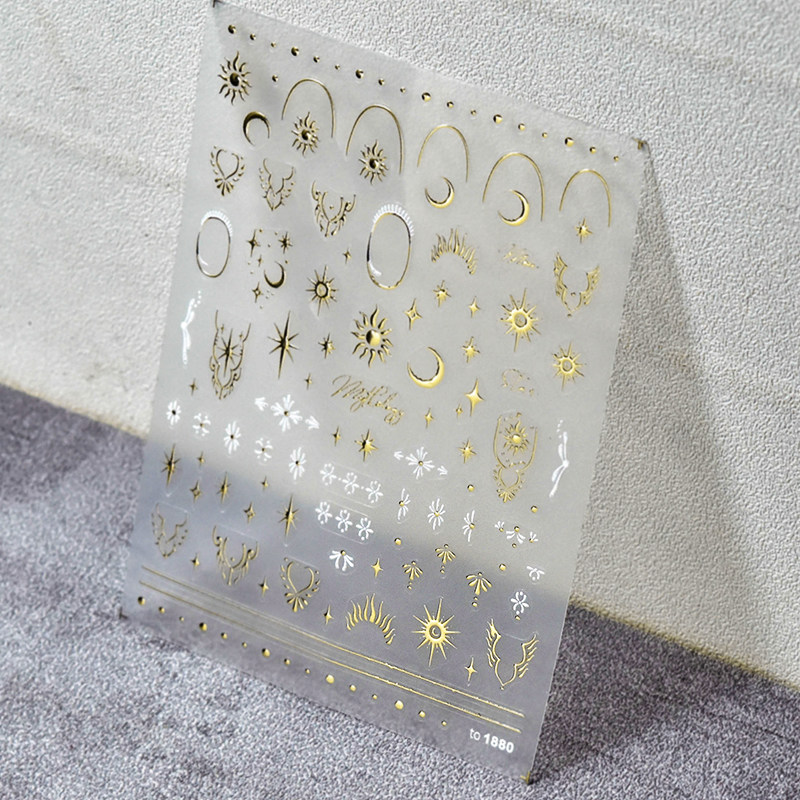 太阳图腾美甲烫金贴纸tomoni装饰