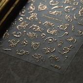 烫金复古花边美甲贴纸暗黑金浮雕日系背胶5d立体新工艺指甲贴装 饰