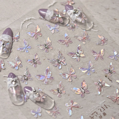 晶钻贝壳光粉粉蝴蝶贴tomoni装饰