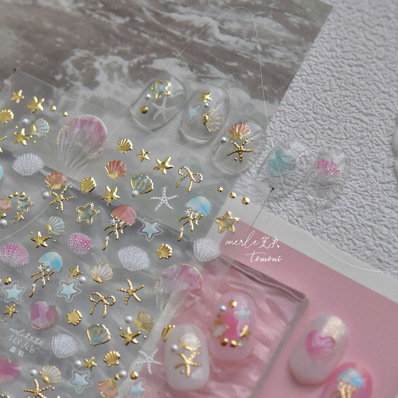 晶钻烫金星星贝壳美甲贴纸装饰品