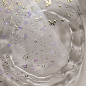 烫金星月蝴蝶美甲贴纸tomoni浮雕5d日系月亮星星芒指甲贴纸装 饰品