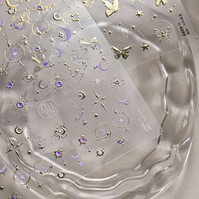 烫金星月蝴蝶美甲贴纸tomoni装饰