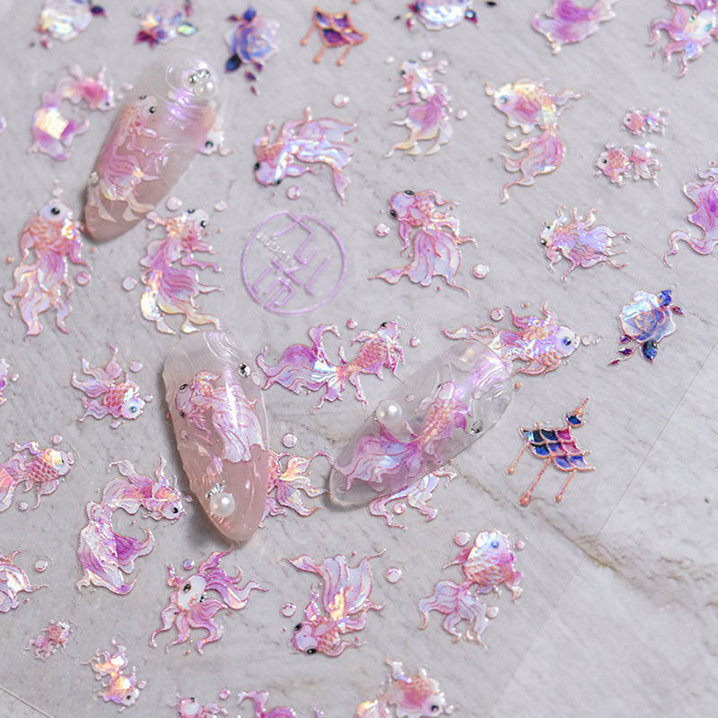 贝壳光粉金色锦鲤美甲贴纸tomoni爆款国风5d金鱼指甲贴纸美甲饰品,彩妆/香水/美妆工具,美甲工具,淘宝优惠券,粉丝福利购,淘宝优惠卷