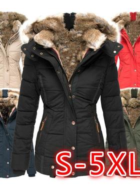 long fur hood cotton with coat for zipper collar slim Warm