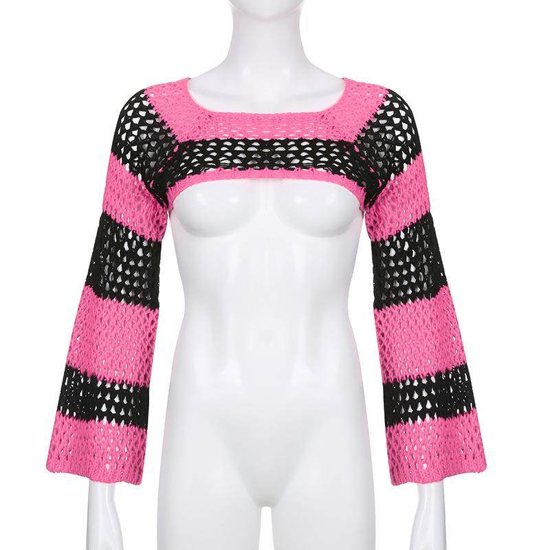 fibers long shrug crop comfortable crochet women hollow