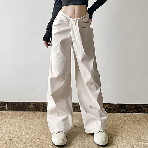 Celebrity style irregular cross waist characteristic loose