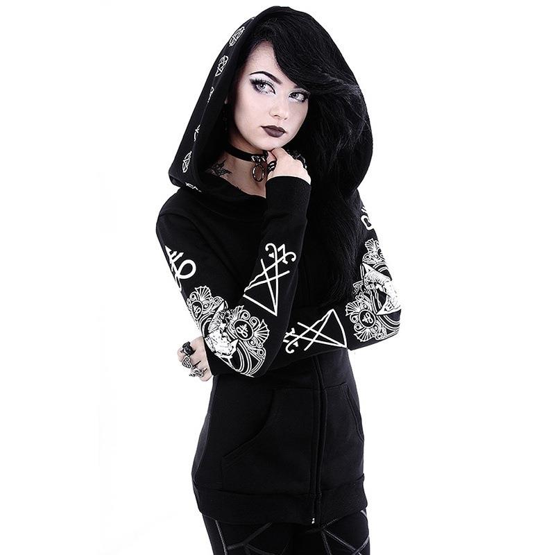 hoodies black winter autumn female tops hooded jacket