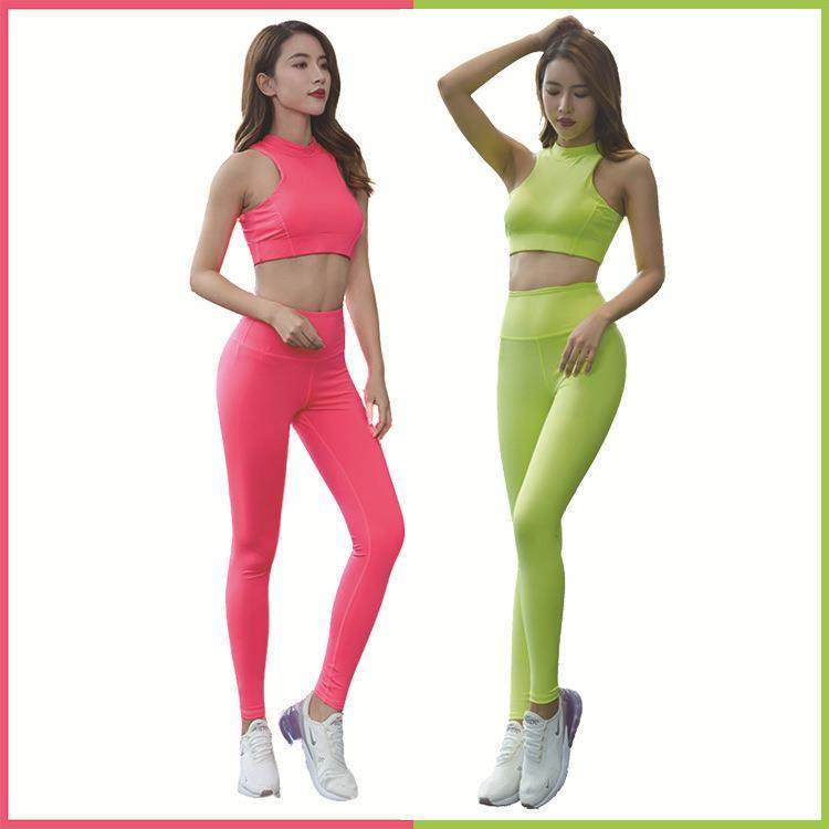 Fashion yoga suits for women fluorescent color fitness