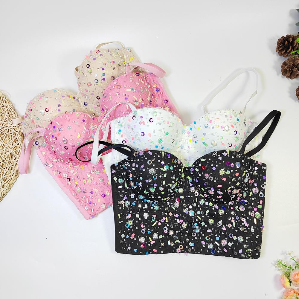 bra shiny shaping underwire with bra sequined embroidered