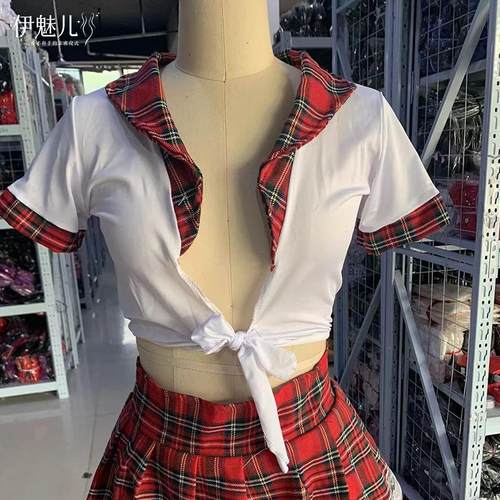 student temptation short-sleeved suit uniform Sexy split