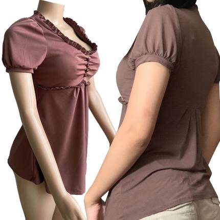 Fashionable sexy wrinkled wood ear lace front button short