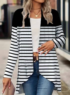 Floral Buttonless Long Plant Cape Sleeve Cardigan Womens