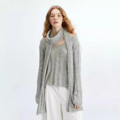 Striped knitted sweater scarf sweater two-piece set