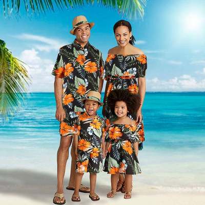 dress mother parent-child Family family family and shirt of