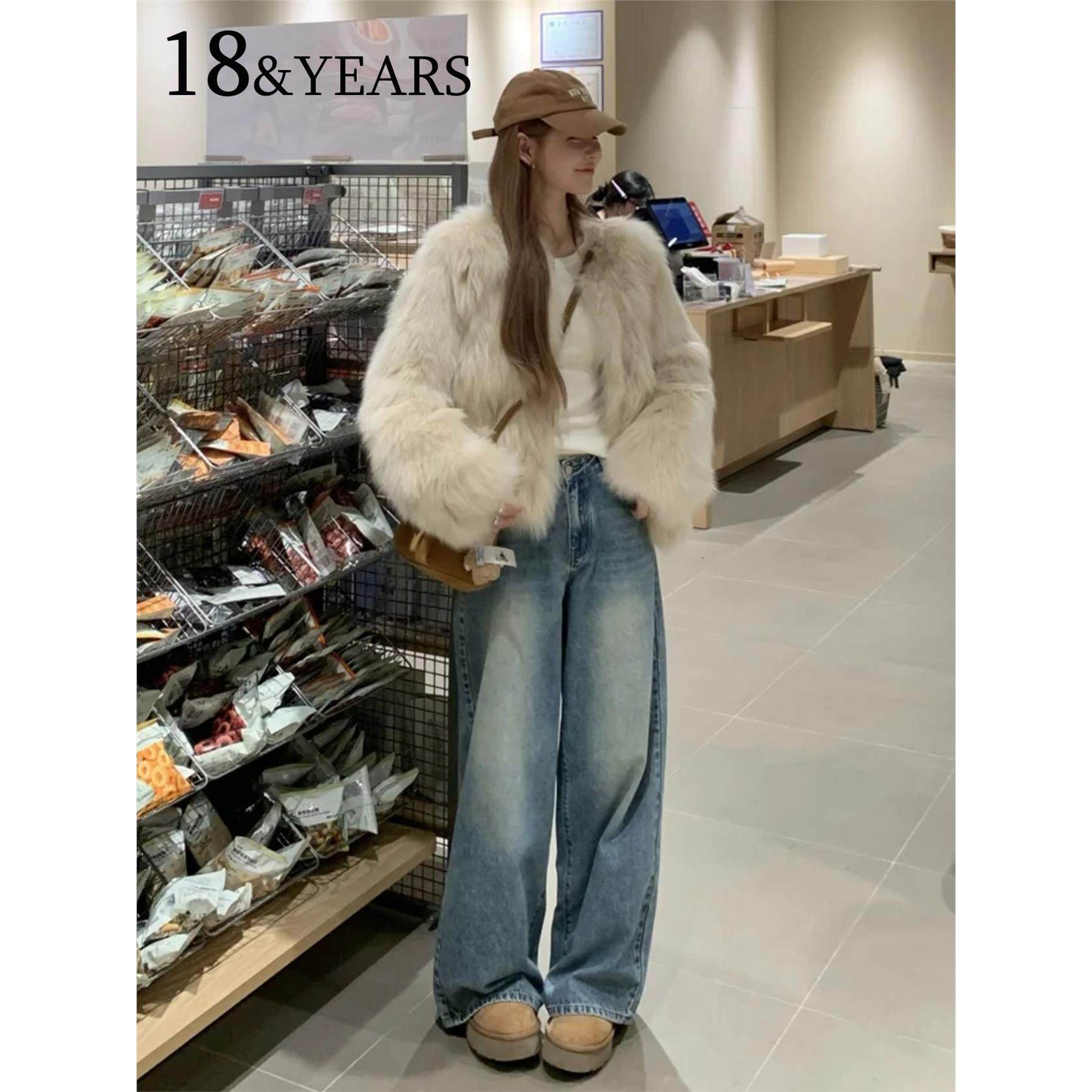 加绒阔腿牛仔裤女2025年秋冬季新款高腰显瘦宽松垂感直筒拖地裤子