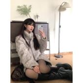 小火山月影少女立领染尖环保皮草冬新款 羊羔毛外套女皮毛一体努努