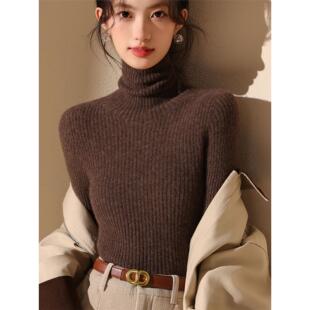 一线成衣黑色打底衫女高领2025新款套头毛衣加厚针织衫内搭修身