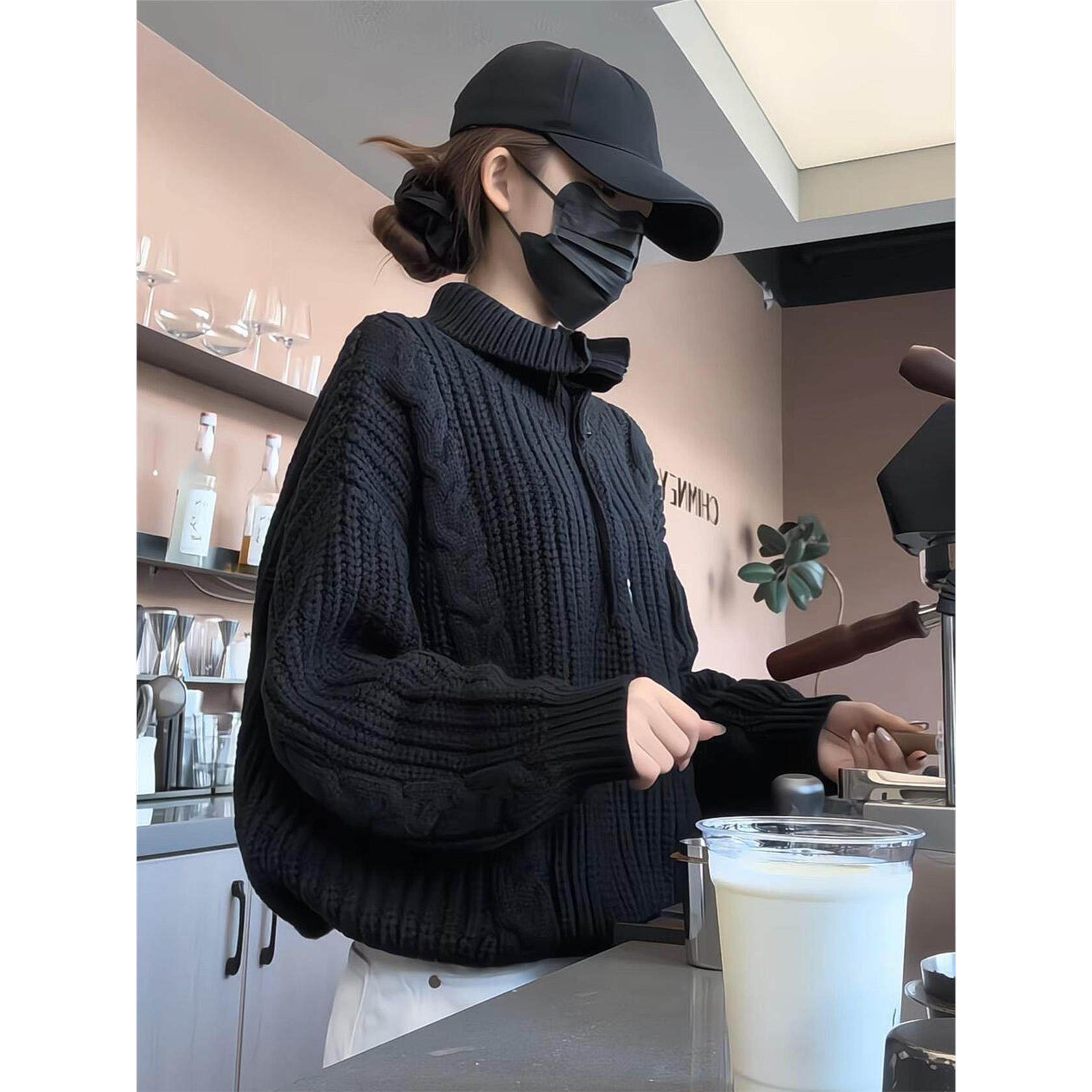 黑色高领毛衣外套女秋冬季2025新款小香慵懒风高级感针织开衫上衣,个性定制/设计服务/DIY,棉服工装,淘宝优惠券,粉丝福利购,淘宝优惠卷