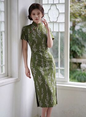 绿色网纱2026超火国风旗袍夏季新款修身改良高端年轻款气质新中式