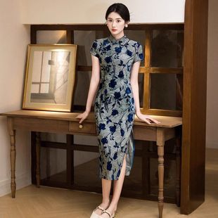 绝美漂亮日常旗袍改良年轻款少女高级感新中式国风玫瑰印花连衣裙