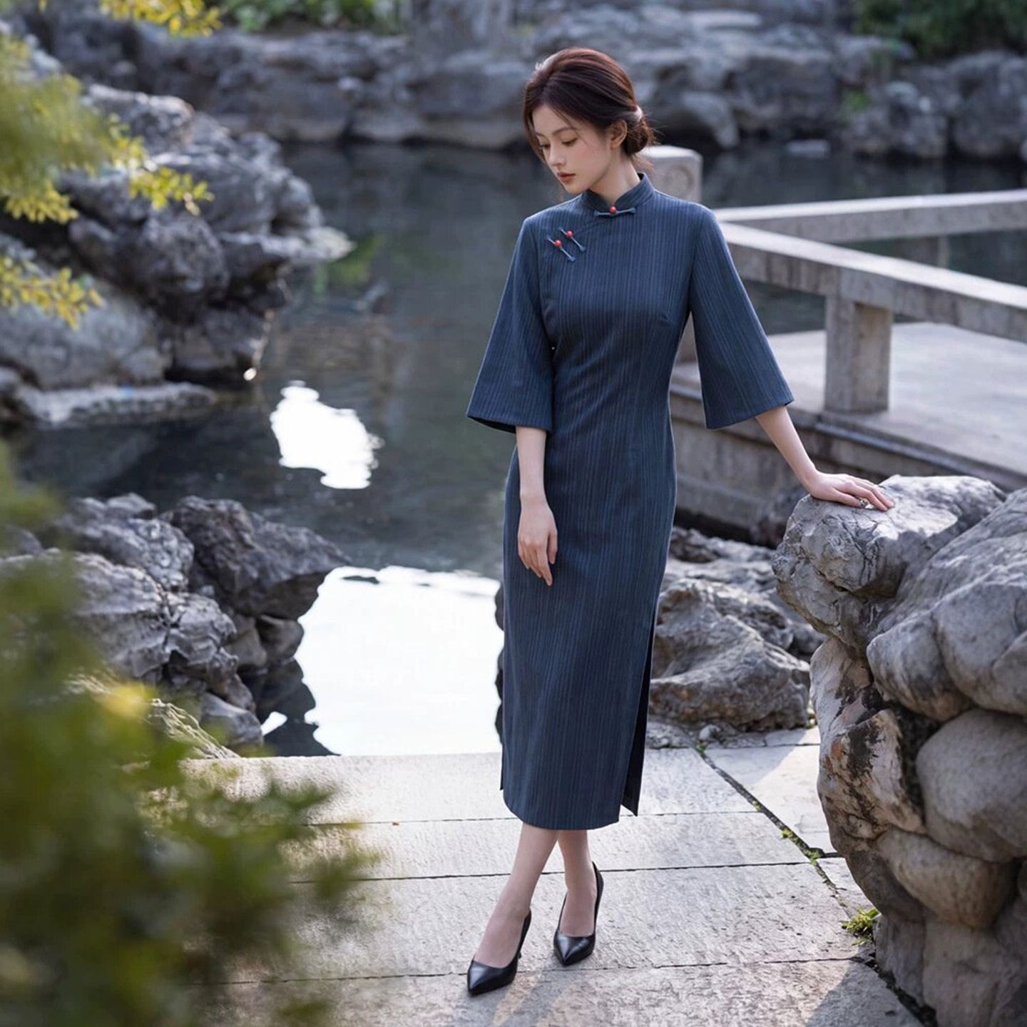 贝之韵秋季优雅苏州旗袍连衣裙女