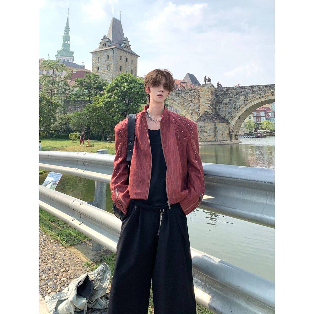 美式复古重工柳钉夹克男女cleanfit休闲情侣短款外套BP1048-特P95，男装夹克，星座1007（原301D）