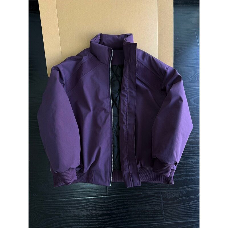 乌梅紫色bomber斜切棉服男冬季加厚夹棉棉衣棒球服MY6049-特P72图片