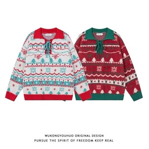 网图圣诞节针织衫男女款美式红绿拼色街头毛衣YM423特P60，男装针织衫/毛衣，星座1007（原301D）