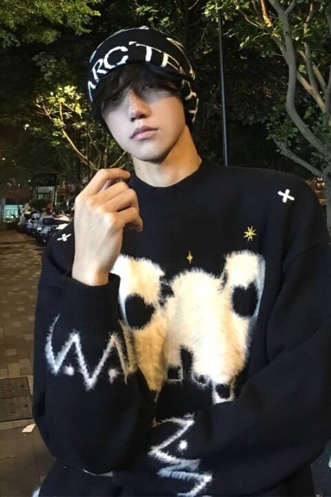 网图黑色毛绒小羊费尔岛毛衣男款冬季美式重磅毛线衣MY7605-特P52,男装针织衫/毛衣,星座1007（原301D）