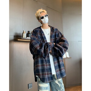 cleanfit格子连帽衬衫男美式复古长袖格纹衬衣外套C21SS-特P58图片