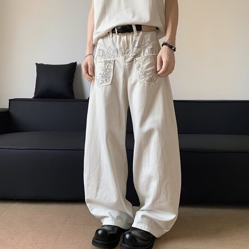 欧美高街牛仔裤男水洗老爹长裤RN6093特P50,男装牛仔裤,星座1007（原301D）