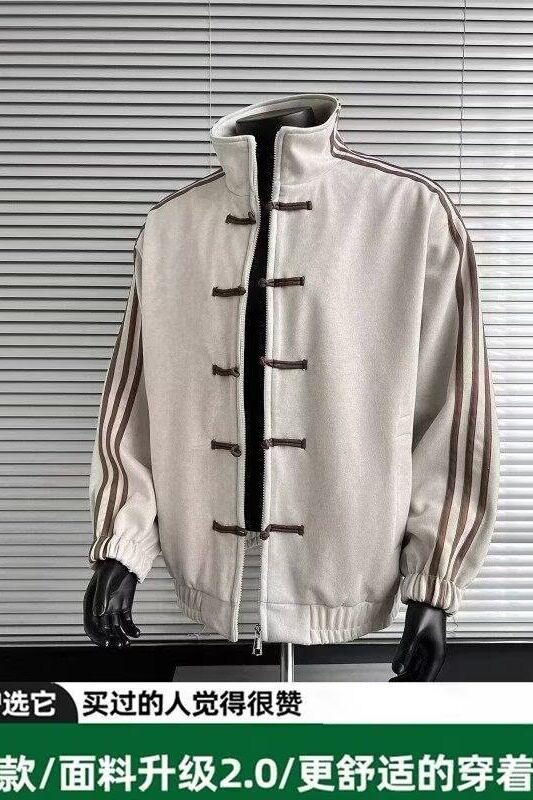 网图新中式风盘扣外套男棒球服三条杠运动开衫夹克YK991-特P58,男装夹克,星座1007（原301D）