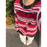 网图红色条纹毛衣男冬季圆领套头针织衫美式毛线衣YM5965-特P55，男装针织衫/毛衣，星座1007（原301D）