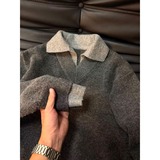 老钱风假两件衬衫领毛衣男冬季针织衫美式复古情侣外套MY914-特60，男装针织衫/毛衣，星座1007（原301D）